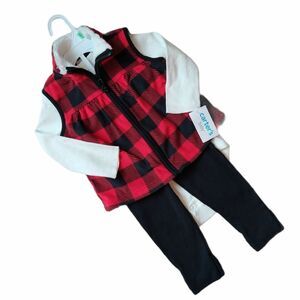 NWT Buffalo Check Fleece Vest 3 Piece Set